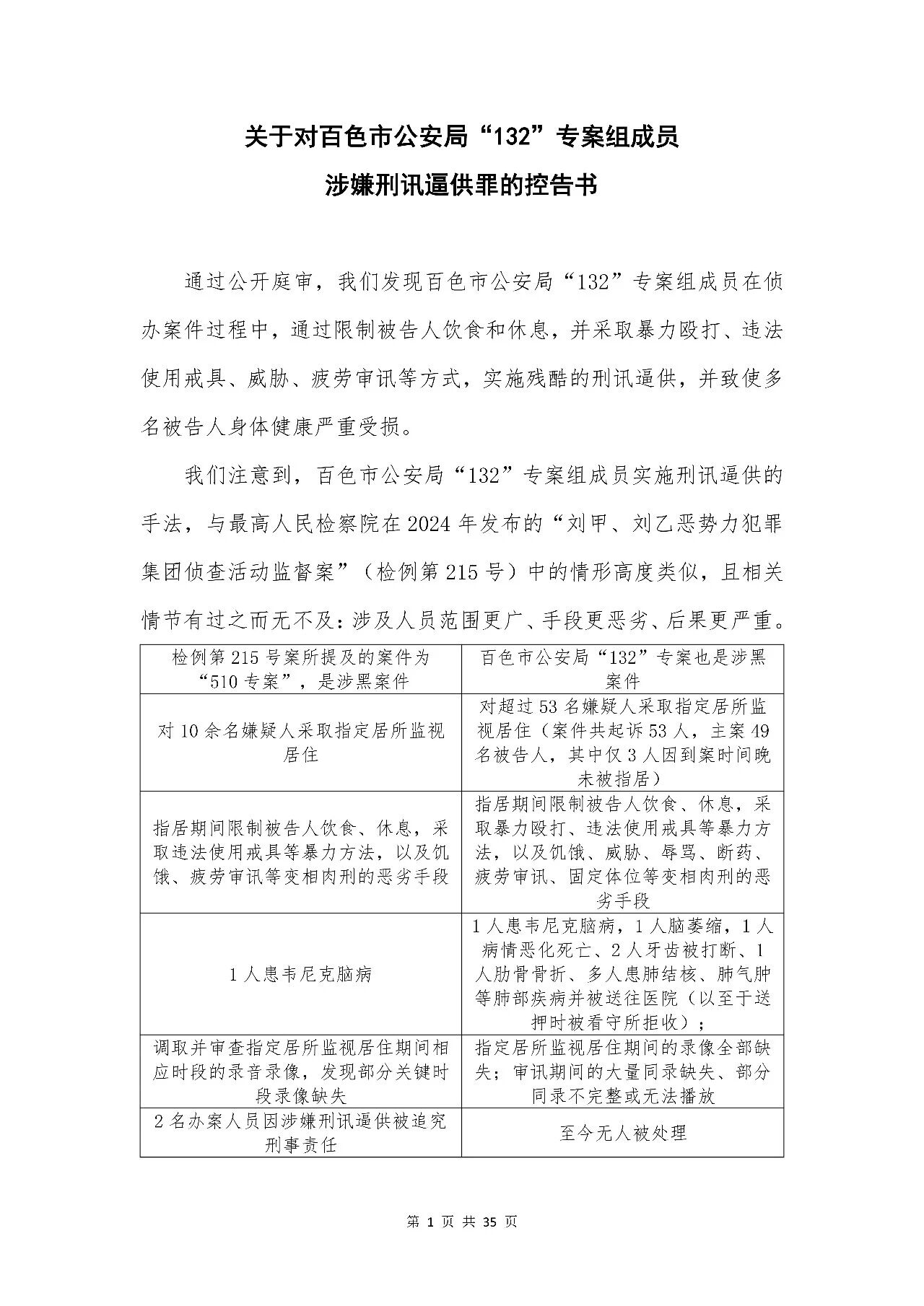 百色市公安局“132”专案组成员涉嫌刑讯逼供罪被控告