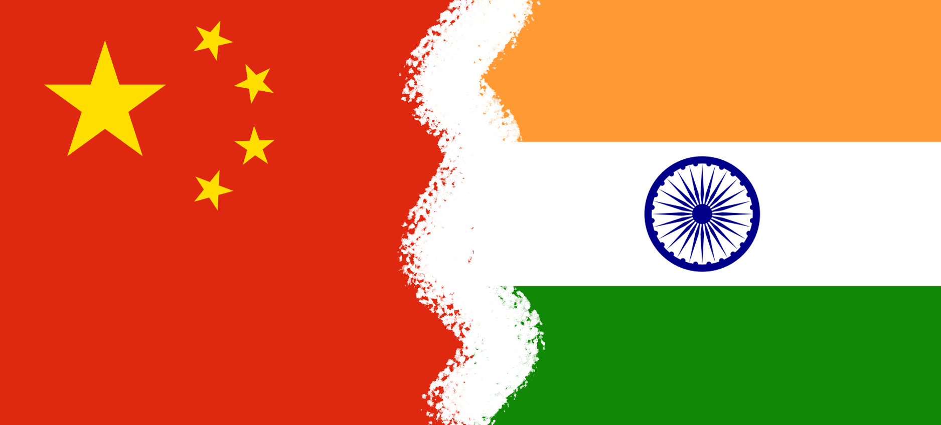 中国与印度国旗组合资料图｜来源：Wikimedia Commons