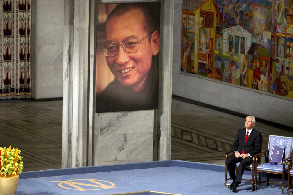 2010年诺贝尔和平奖颁奖礼上的空椅子|来源:NPR
